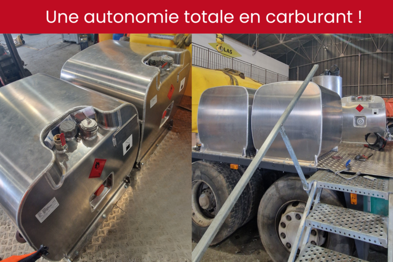 autonomie totale en carburant : cuve en aluminium, cuve AdBlue, en rouleur...